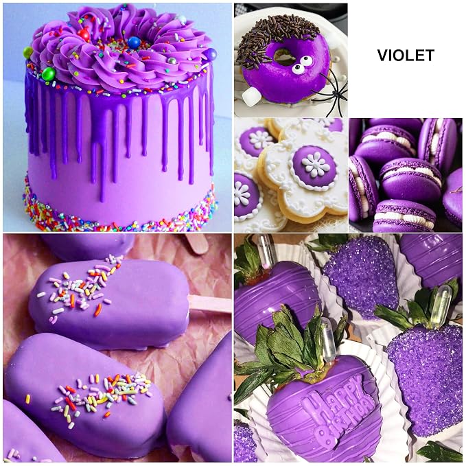 Oil Based Food Coloring for Chocolate - Vivid Food Coloring Set for Candy Melts, Baking, Cake Decorating, Fondant - Fat Soluble Food Color Dye for Icing, Cookie, Crafts - 2 fl.oz / 60ml Bottles (Violet)