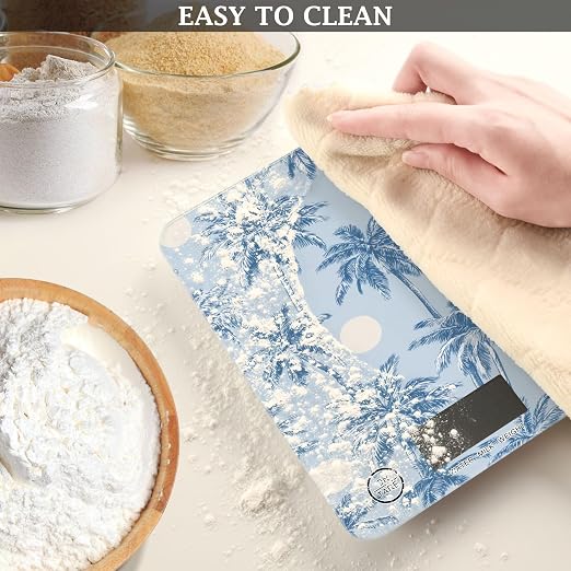 Food Scale Kitchen Scale Food Weight Scales Digital Weight Grams and Ounces Small Electronic Food Scale for Baking Cooking Light Blue Palm Trees and Sun