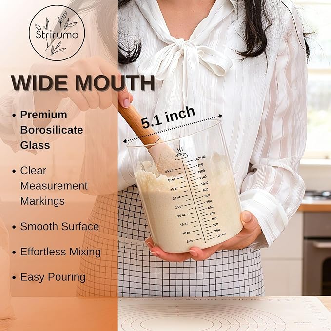 2 Pack, 58oz Sourdough Starter Jar Kit – Large Glass Fermentation Jar with Feeding Tracker, Sourdough Starter Recipe Guide, and Essential Bread Baking Tools for Homemade Sourdough