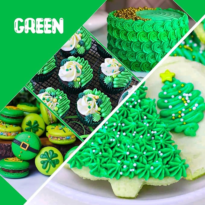 Food Coloring Liquid - Vibrant Color Food Coloring for Cake Decorating, Baking, Easter Egg, Icing - Tasteless Food Color Dye for Fondant, Cooking, Airbrush (Green, 8 Fl.oz)