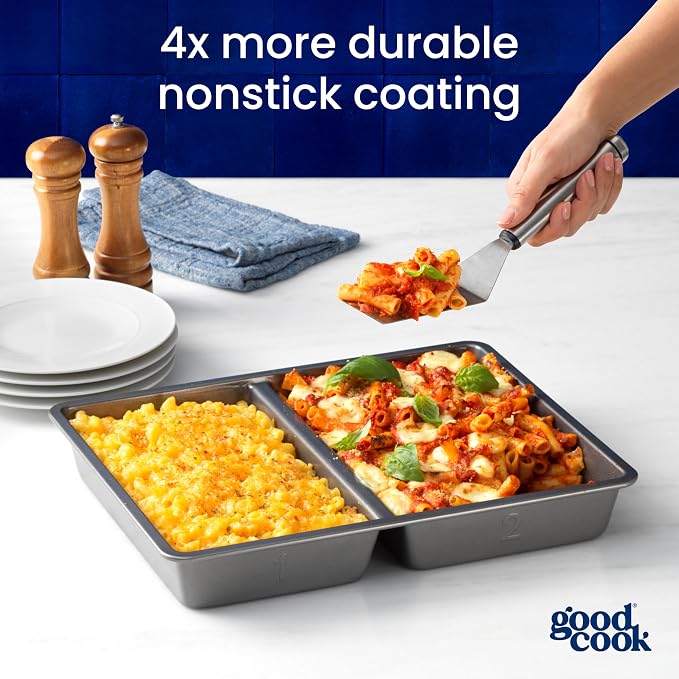 GoodCook Premium Nonstick Divided Baking Pan, 11 x 14-Inch