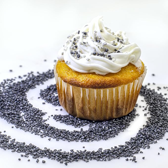 Bakerpan Black Pearlized Sugar Sprinkles for Baking - 5 oz Coarse Sparkling Decorating Sugar Crystals for Baking Topping, Cookies, Cupcakes & Cake Pops | Made in USA
