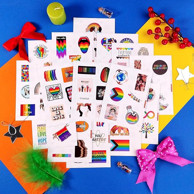 100Pcs Diversity & Inclusion Stickers for Water Bottle and Laptop - Social Awareness Party Supplies & Decorations, Waterproof Vinyl Unity Decals, Diversity Stickers Laptop, Gifts for Women & Men