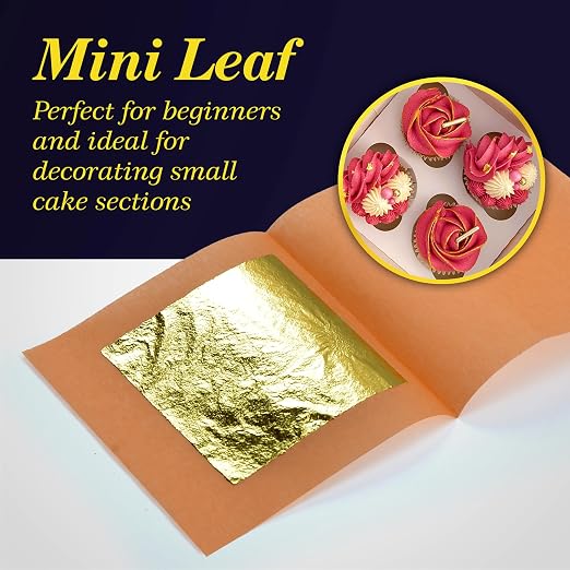 Barnabas Edible Gold Leaf 24K - Cake Decorations, Loose Gold Leaf Sheets for Cupcakes - 1.5 inches, Interleaf of 24