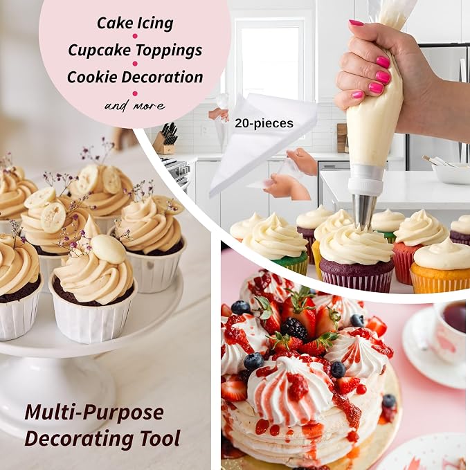 Piping Bags and Tips Set, Piping Tips, 20 Piping Tips, Stainless Stell Machine Washable For Chefs and Kitchens Whipped Cream Tip Set (6-Piece)
