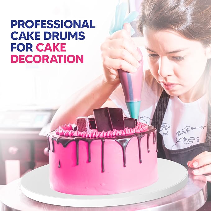 RICCLE Cake Boards - 12 Inch Cake Drum - Smooth-Edged Pack of 6 Cake Drums - Sturdy Cake Boards Round - Bend Resistant Multi-Layered Cake Base for Minimalist Displays
