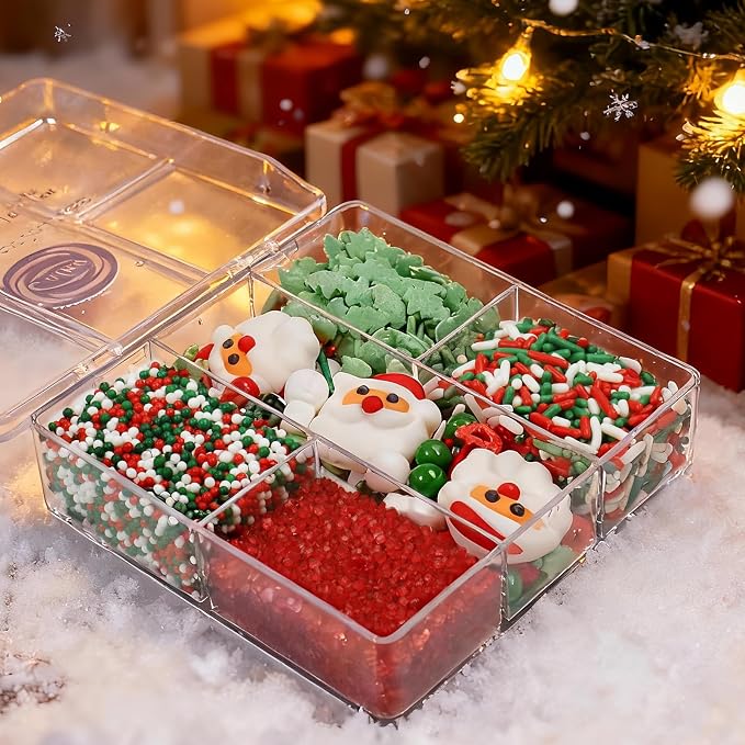 Christmas Sprinkles for Cookies, Holiday Red and Green Sprinkles Assortment 5 oz, Edible Jimmies Nonpareils and Sanding Sugar Pearls for Cake Decorating, Christmas Cookies, Baking, Cupcakes, Desserts