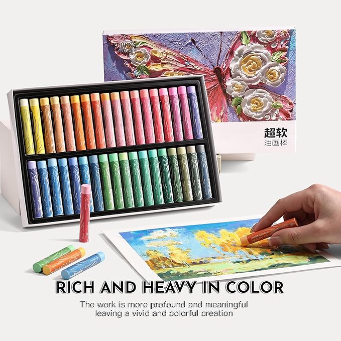 rubens Soft Oil Pastels Set (36 Macaron Colors), Professional Creamy Texture Oil Pastels for Easy Blending, Layering, Dreamy Art Supplies for Artists, Beginners & Adults