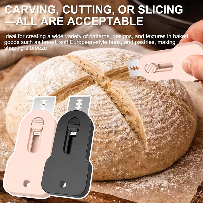 2pc Bread Lame Sourdough Scoring Tool Knife Baking Tool - Magnetic Safe Stable Dough Scorer Bread Cutter with Replaceable Blade for Homemade Baking Gifts