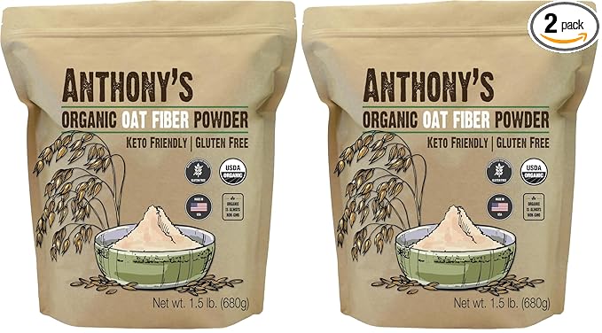 Anthony's Organic Oat Fiber, 1.5 lb, Gluten Free, Non GMO, Keto Friendly, Product of the USA (Pack of 2)