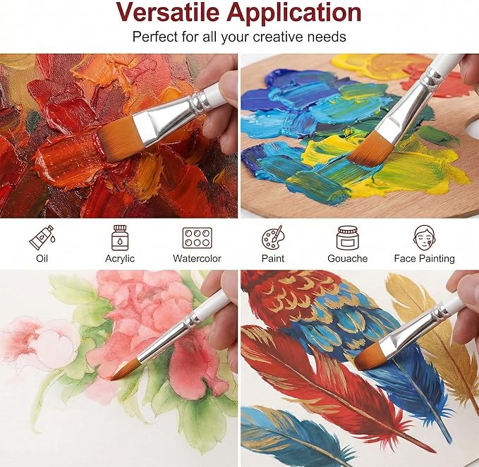 6 Pcs Cake Painting Brushes Set with 2 Pcs Straight and Curved Tweezers Food Decorating Brush for Dusting Edible Glitter and Color for Pastry, Cookie, Cakes Decoration