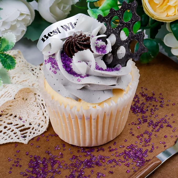 Purple Sanding Sugar - Sparkling Sugar Crystals for Baking Decorations (130g/4.6oz) - Edible on Cookies, Cupcakes, Cakes, Ice Cream | Wedding, Party, Valentines Sugar Sprinkles