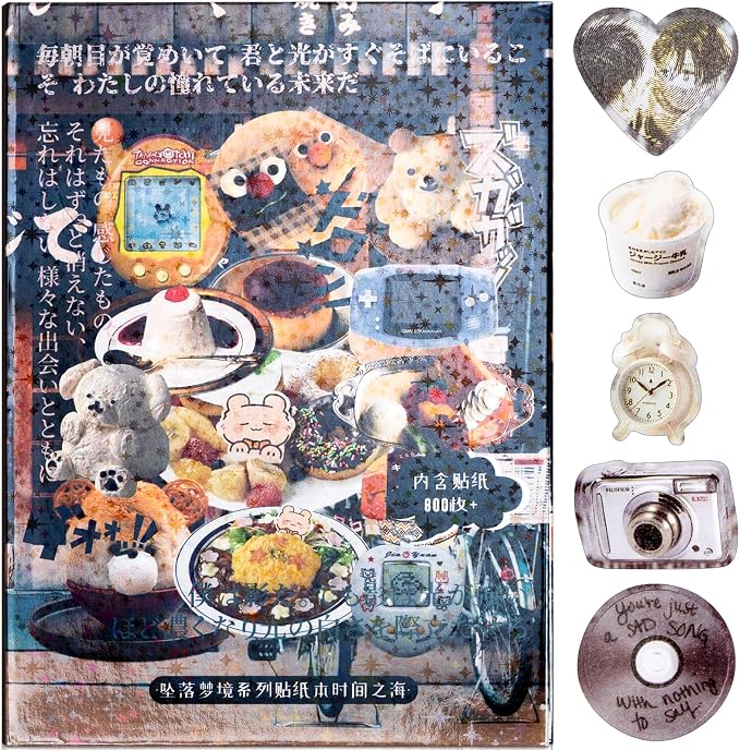Japanese Comic Style Sticker Scrapbooking Supplies for Junk Journal, 45 Sheets Stickers TZ013001