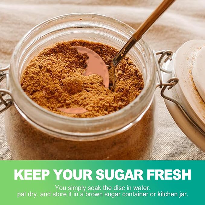 slaixiu 2PCS Reusable Brown Sugar Saver - Food-Safe Terracotta Clay Disc to Keep Sugar Moist, Baking & Storage Essential