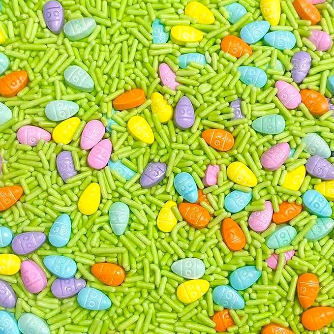 PhilaeEC Easter Egg Green Jimmies Mix Sprinkles Edible for Cake Decoration Sprinkles Baking Cookie Cupcake Toppers Decoration Vanlentine Easter St Patricks Supplies 105g/3.7oz