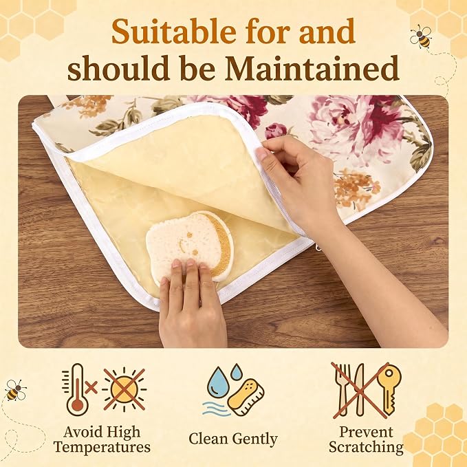 2 Pack XL Beeswax Bread Bags for Sourdough, Organic Beeswax Linen Cotton Bread Storage Bags with Bowl Cover & Cleaning Sponge Set, Fresh Bread Freezer Bags with Sealing Zip for Homesteading (F)