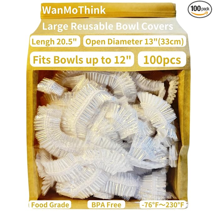 100 Bowl Covers Bread Proofing Large Shower Cap Plastic Wrap for Food Sourdough Bread Baking Supplies Rising Elastic Reusable Sourdough Tools Banneton covers Outdoor Fresh Keeping Bags