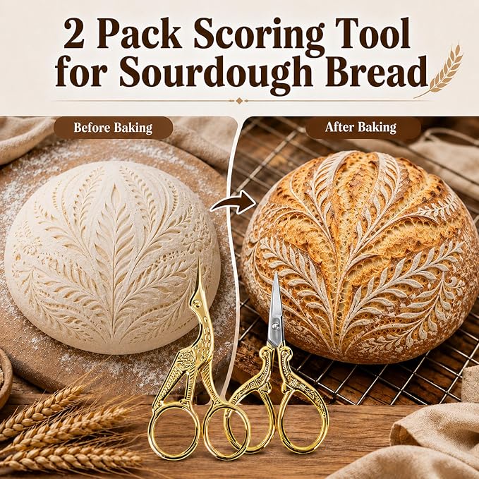 Bread Scoring Tool for Sourdough, Baking Accessories Sourdough Scissors | 2 Pack Sourdough Scorer, Sharp Stainless Steel Scissors, Dough Decorating & Scoring Tool for Artisan Baking