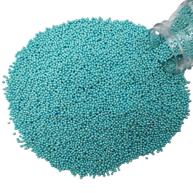 Homankit Blue Nonpareils Sprinkles Edible Cookie Decorations Mini Pearls for Decorating Cake, Baking, Cupcake Toppers, Ice Cream, Donuts 3.88 Ounce