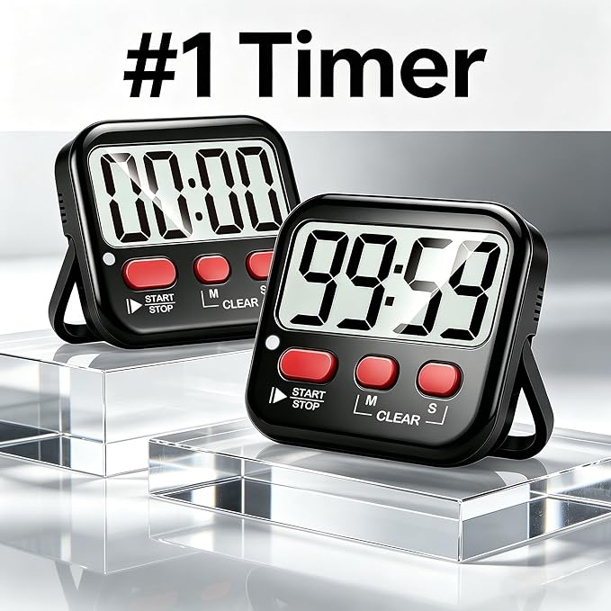 Antonki 2 Pack Digital Timer for Kids, Magnetic Countdown Kitchen Timers for Cooking, Egg, Classroom, Teacher, Exercise, Study, Oven - Battery Included