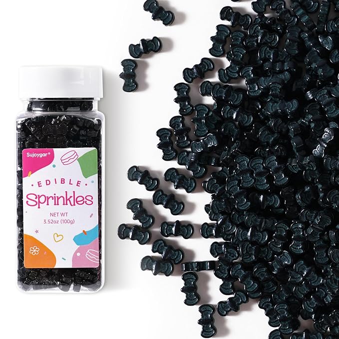 Black Bats Sprinkles for Cake Decorating, 3.52oz Edible Halloween Sprinkles for Cupcake Toppers Baking Cookie Halloween Party Supplies Birthday Celebrations