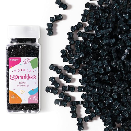 Black Bats Sprinkles for Cake Decorating, 3.52oz Edible Halloween Sprinkles for Cupcake Toppers Baking Cookie Halloween Party Supplies Birthday Celebrations