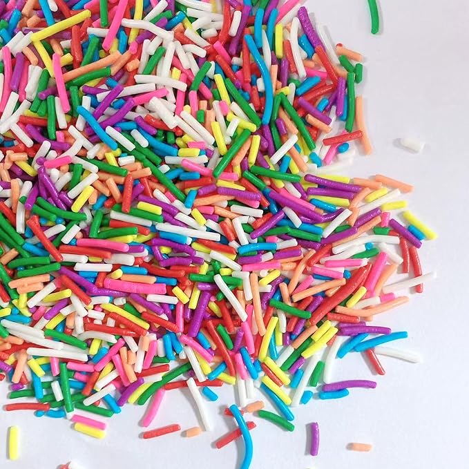 Sentovac Rainbow Jimmies Sprinkles Edible for Cake Decorating Rainbow Sprinkles Sugar Candy Cookie Cupcake Topper Ice Cream Baking Decorations Wedding Halloween Christmas Supplies 3.53oz