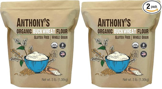 Anthony's Organic Buckwheat Flour, 3 lb, Grown in the USA, Gluten Free, Vegan (Pack of 2)