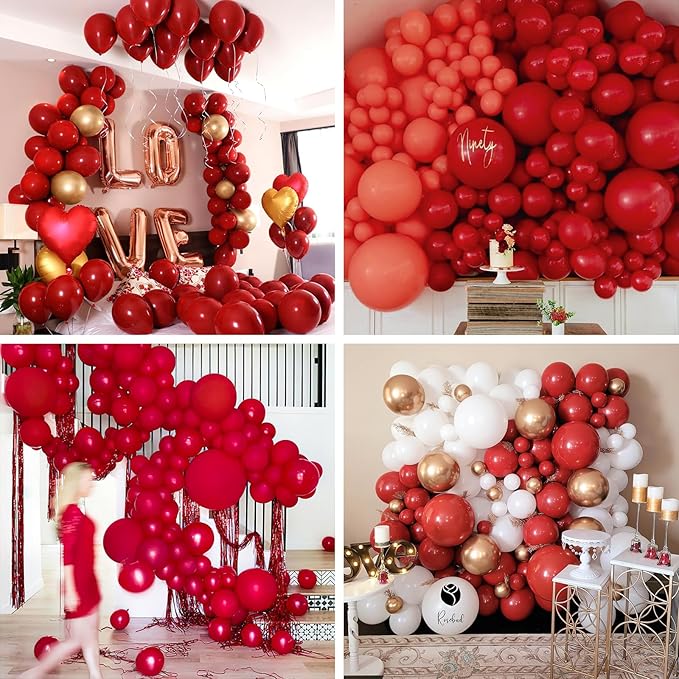 PartyWoo Burgundy Balloons 100pcs 12 Inch Dark Red Maroon Ruby Red Latex Helium Balloons for Graduation Valentine's Day Wedding Anniversary Casino Citizenship Christmas Party Decorations Red-Y75