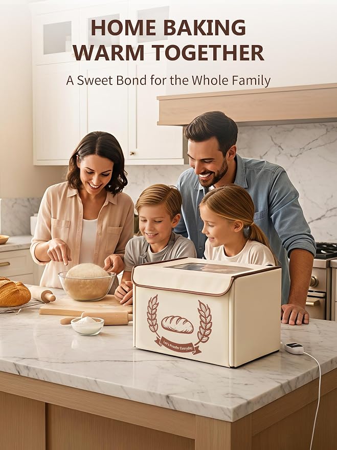 Folding Bread Proofing Box Dough Proofer, Electric Sourdough Warmer with 68-131°F Temp Control & 99H Timer, Dough Proofing Box Basket with Metal Rack for Baking Pizza, Yogurt, Kombucha, Large Capacity