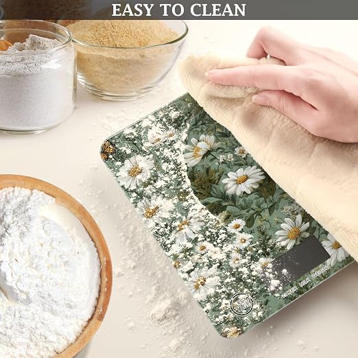 Food Scale Kitchen Scale Food Weight Scales Digital Weight Grams and Ounces Small Electronic Food Scale for Baking Cooking Summer Daisy Butterfly Green