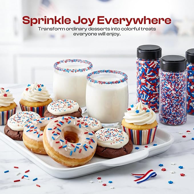 NY Spice Shop Red White & Blue Sprinkles - 3 Pack Patriotic Sprinkles (Each 4 Ounce)