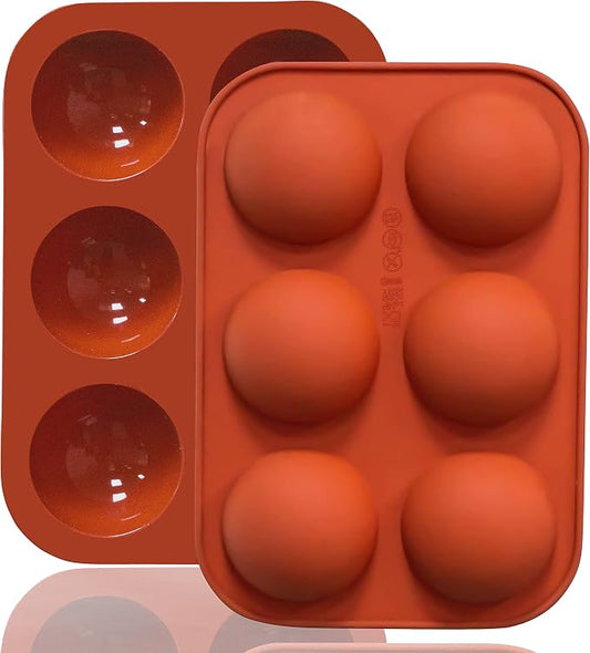 Lerykin 6 Holes Medium Semi Sphere Silicone Molds, 2 Packs Half Sphere Silicone Baking Molds for Making Chocolate, Cake, Jelly, Dome Mousse