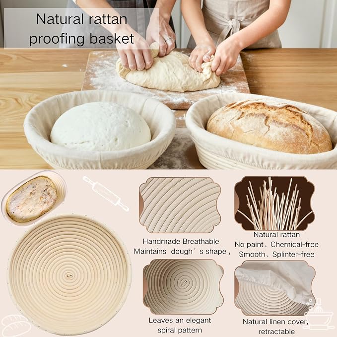 Super All-Inclusive Sourdough Starter Kit with Pot,Sourdough Bread Baking Supplies,4 Banneton Bread Proofing Baskets,Scale,34OZ Sourdough Starter Jar, Bread Making Tools Kit,Perfect Baking Gifts
