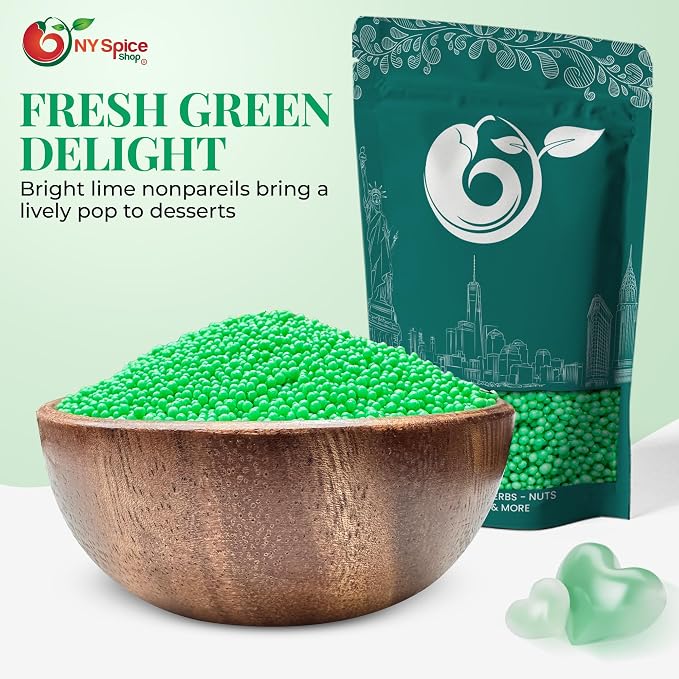 NY Spice Shop Lime Green Nonpareils - 3 Pound Colorful Candy Sprinkles - Lime Green Nonpareil Candies - Candy Sprinkles for Decorating Cupcakes, Cookies, Cakes, Chocolates and Desserts