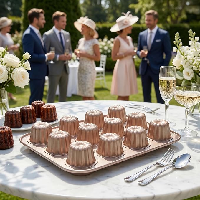 12 Cavity Canele Cake Pan, Canele Mold Cake Pan, Non-Stick Canele Muffin Bakeware Cupcake Pan for Occasion cake