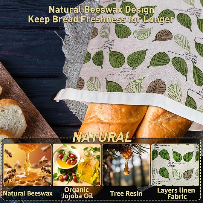 Sourdough Bread Bags for Homemade Bread Freezer & Refrigerator, 17" X 13" Moisture Lock and Freshness with Reusable Linen Materials Reusable Bread Bag Bread Boxes(2 Pack)