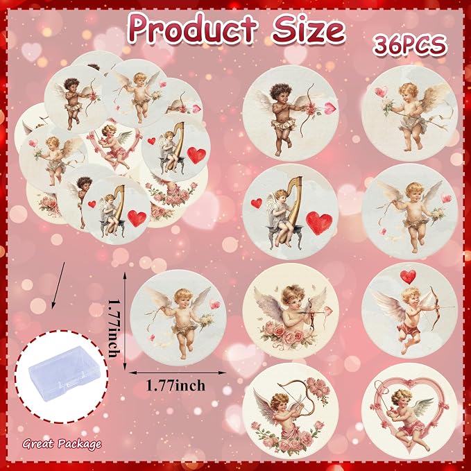 36PCS Edible Valentine Cupid Cupcake Toppers Wafer Paper Love Cupid Cupcake Picks Be My Valentine Cake Decor for Valentine's Day Theme Engagement Party Decor Supplies