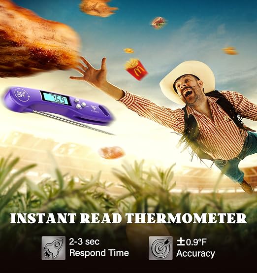 DOQAUS Digital Meat Thermometer, Instant Read Food Thermometer for Cooking, Kitchen Probe with Backlit & Reversible Display, Cooking Temperature Probe for Turkey, Grill, BBQ, Baking