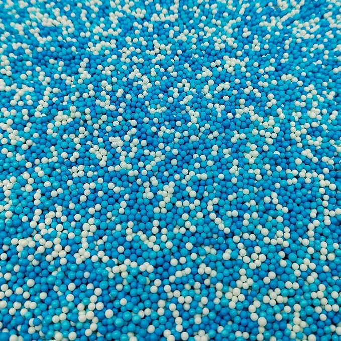 Frozen Winter Sprinkles Blue White Nonpareils Sprinkles Edible Mini Pearl Sprinkle for Cake Decorations, Baking, Ice Cream, Cookies, Donuts and Lollipops - 2mm Sugar Pearls