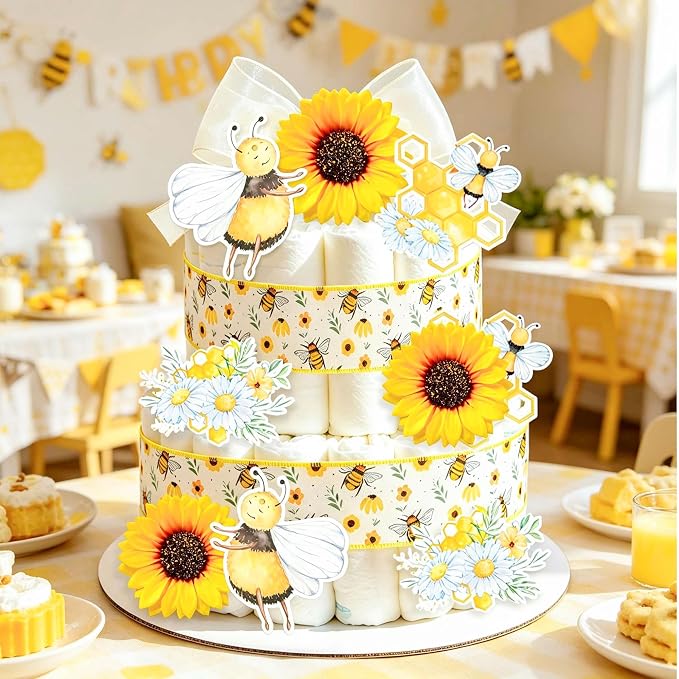Honey Bee Baby Shower Diaper Cake Decorating Kit Party Supplies Gender Reveal Decorations Baby Shower Gifts Cake Topper Sweet As Can Bee Party