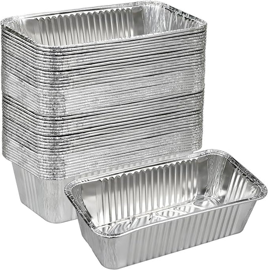 Findful 50 Pack Loaf Pans,2 LB Disposable Aluminum Foil Loaf Pans, 8.5"x4.5"x2.5" Heavy Duty Aluminum Foil Bread Tins Perfect for Banana Bread, Cakes & Meatloaf,Non-Stick, Even Baking, Easy Release