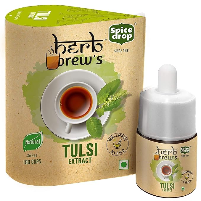 Spice Drop Herb Immune Support Combo | Holy Basil Extract, Curcumin Turmeric Tea, Herbal Kadha Extract | Use for Health & Wellness | 0.17oz | Natural & Ayurvedic | Non-GMO | Unsweetened | Pack Of 3