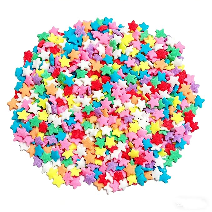 Sentovac Rainbow Star Sprinkles Edible Colorful Confetti Star for Cake Decorating Candy Cake Cupcake Cookie Baking Donuts Ice Cream Decorations Birthday Party Christmas Holiday Supplies