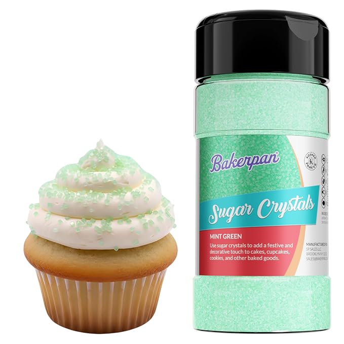 Bakerpan Mint Green Sugar Sprinkles for Baking - 7 oz Coarse Sparkling Decorating Sugar Crystals for Baking Topping, Cookies & Cupcakes | Kosher, Gluten-Free, Made in USA