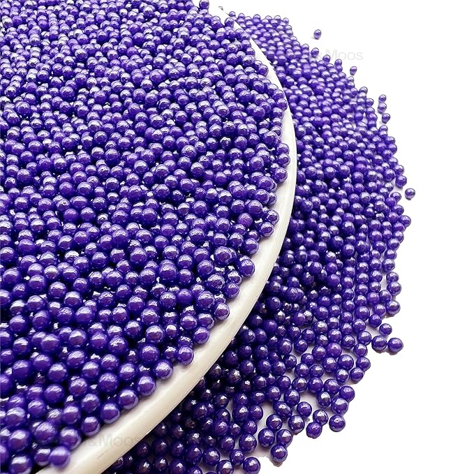 SE Si&Moos Nonpareil Sprinkles, 2mm Purple Mini Edible Pearls Purple Sprinkles for Cake Decorating Lavender Nonpareils Halloween Cookie Decorations Wedding Baby Shower Party Christmas Holiday Supplies 3.5 OZ