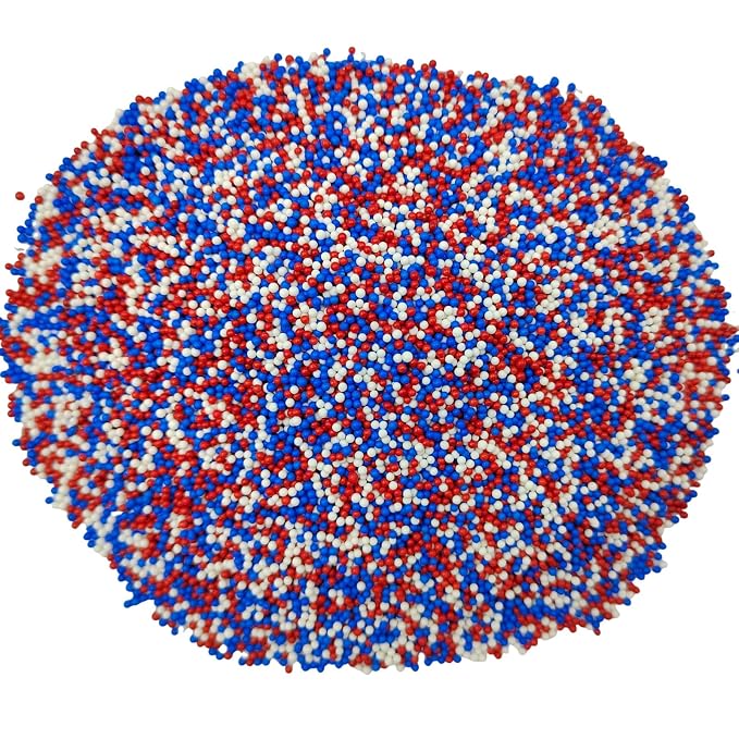 Homankit Patriotic Sprinkles Red White and Blue Nonpareils Sprinkles Edible Cookie Decorations Mini Pearls for Decorating Cake, Baking, Cupcake Toppers, Ice Cream, Donuts 3.88 Ounce