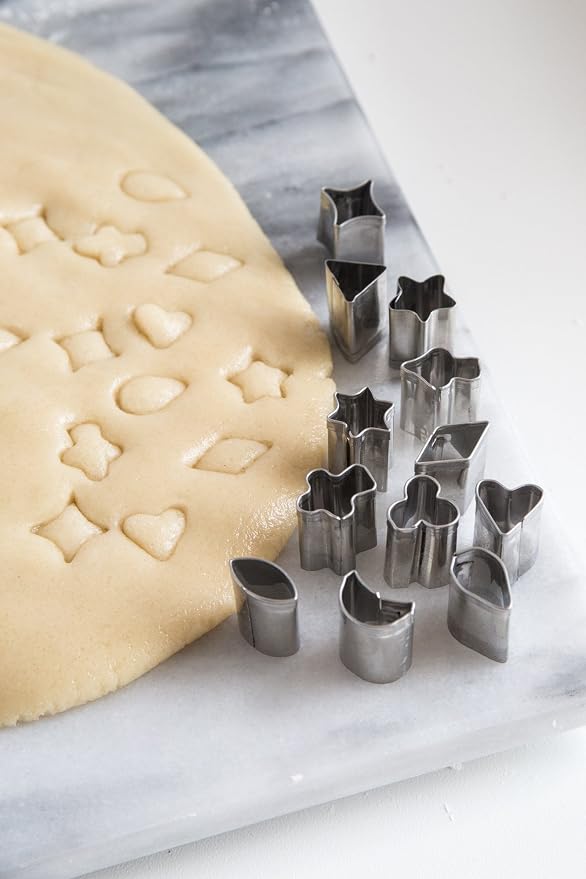 Fox Run Mini Shapes Fondant Cutter Set, Small Star, Diamond, Heart, Clover, Spade, Moon, Oval, 12-Piece, Stainless Steel
