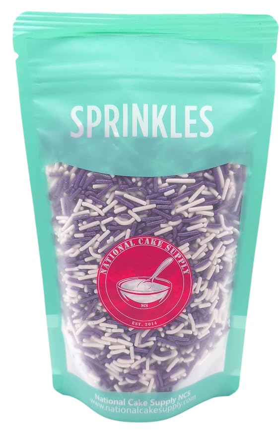 NCS Pearlized Purple & White Jimmies Edible Sprinkles – Cupcake, Cake & Cookie Decorations, 7 oz