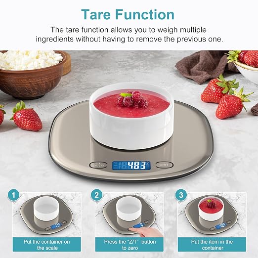 Ultrean High Capacity Food Scale, 33lb Rechargeable Digital Kitchen Scale with LCD Display, Slim & Lightweight Design, 1g Precise Graduation, Weight Grams and Ounces for Cooking, Baking & Meal Prep